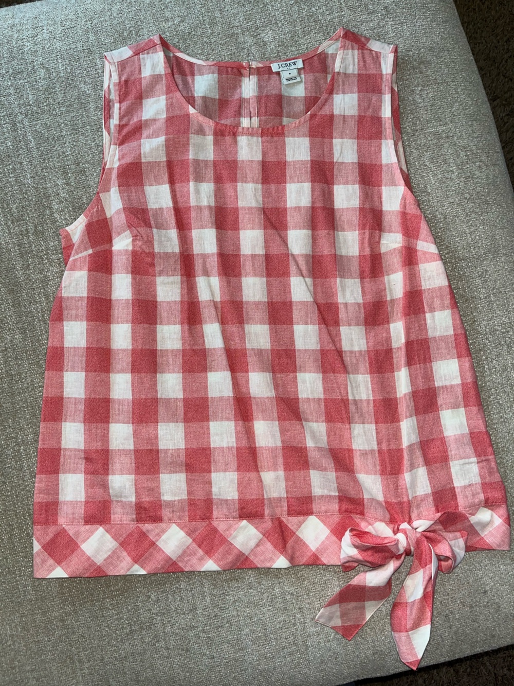 J. Crew Pink and White Gingham Tie-Hem Camisole